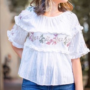 • White Floral Blouse •
